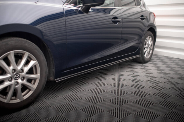 Seitenschweller Ansatz Cup Leisten für Mazda 3 BN (Mk3) Facelift schwarz Hochglanz