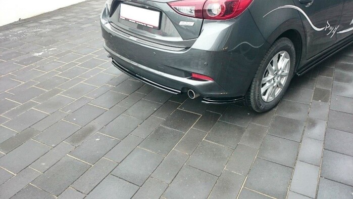 Mittlerer Cup Diffusor Heck Ansatz passend für Mazda 3 BM (Mk3) Facelift schwarz Hochglanz