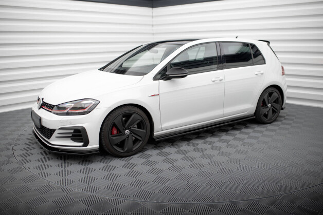Seitenschweller Ansatz Cup Leisten passend für VW GOLF 7 GTI PREFACE/FACELIFT (breit) schwarz Hochglanz