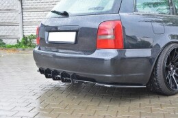 Heck Ansatz Flaps Diffusor passend für AUDI S4 B5 Avant schwarz Hochglanz