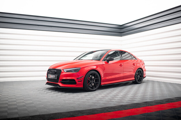 Seitenschweller Ansatz Cup Leisten V.1 passend für Audi S3 / A3 S-Line 8V / 8V FL Limousine schwarz Hochglanz