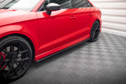 Seitenschweller Ansatz Cup Leisten V.1 passend für Audi S3 / A3 S-Line 8V / 8V FL Limousine schwarz Hochglanz