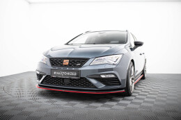 Cup Spoilerlippe Front Ansatz V.3 für Seat Leon Cupra / FR Mk3 FL schwarz+rot Hochglanz