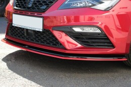 Cup Spoilerlippe Front Ansatz V.3 für Seat Leon Mk3 Cupra/ FR FL schwarz+Rot Hochglanz