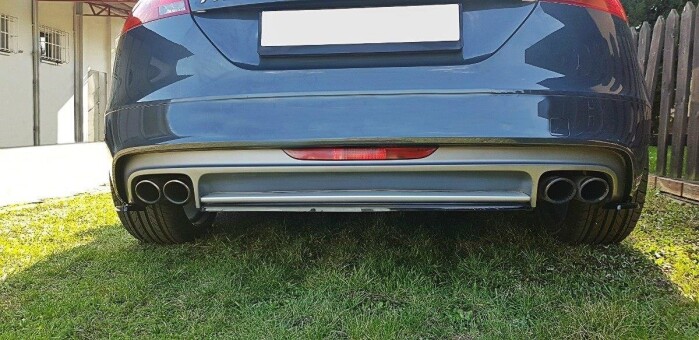 Mittlerer Cup Diffusor Heck Ansatz passend für Audi TT S Mk2 (8J) schwarz Hochglanz