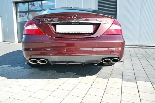 Heck Ansatz Diffusor passend für Mercedes CLS C219 55AMG schwarz Hochglanz