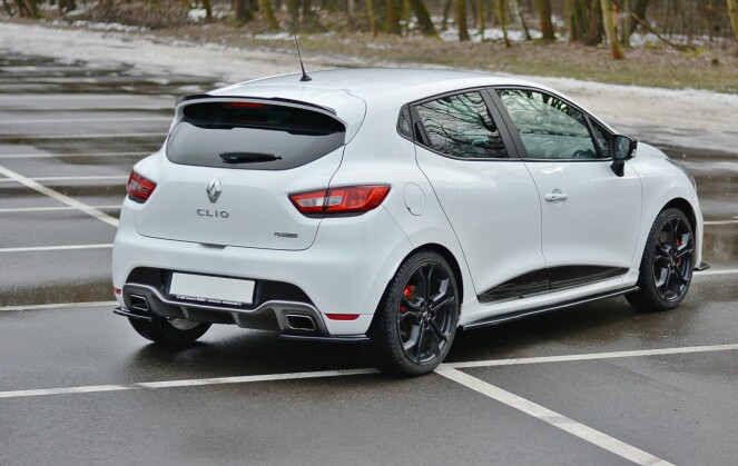 Heck Ansatz Flaps Diffusor passend für RENAULT CLIO MK4 RS schwarz Hochglanz