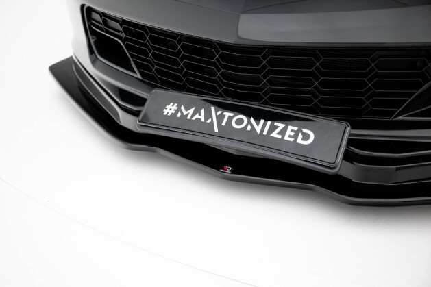 Cup Spoilerlippe Front Ansatz V.1 passend für Chevrolet Corvette Stingray / Z06 C7 schwarz Hochglanz
