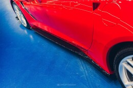 Seitenschweller Ansatz Cup Leisten V.1 passend für Chevrolet Corvette Stingray C7 schwarz Hochglanz