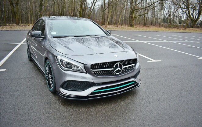 Cup Spoilerlippe Front Ansatz V.1 passend für Mercedes CLA C117 AMG-LINE FACELIFT schwarz Hochglanz