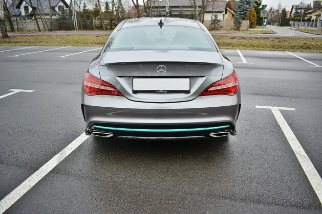 Heck Ansatz Flaps Diffusor passend für Mercedes CLA C117 AMG-LINE FACELIFT schwarz Hochglanz