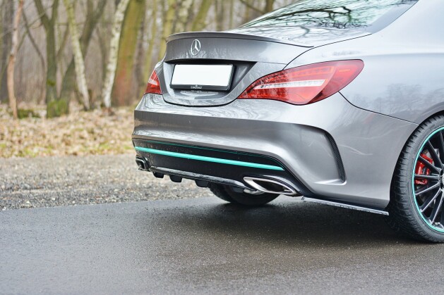 Heck Ansatz Diffusor passend für Mercedes CLA C117 AMG-LINE FACELIFT schwarz Hochglanz