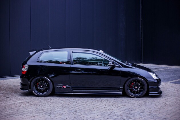 Seitenschweller Ansatz Cup Leisten für Honda CIVIC EP3 MK7 TYPE-R/S FL schwarz Hochglanz