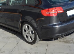 Heck Ansatz Flaps Diffusor für Audi A3 Sportback 8P / 8P FL schwarz Hochglanz