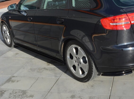 Seitenschweller Ansatz Cup Leisten für Audi A3 Sportback 8P / 8P Facelift schwarz Hochglanz
