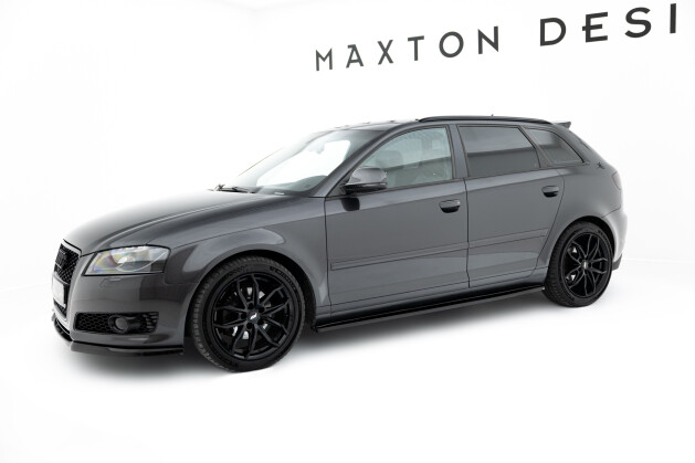 Seitenschweller Ansatz Cup Leisten passend für Audi A3 Sportback 8P / 8P Facelift schwarz Hochglanz