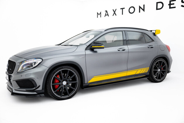 Seitenschweller Ansatz Cup Leisten für V.1 für Mercedes-Benz GLA 45 AMG schwarz Hochglanz