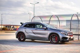 Street+ Seitenschweller Leisten passend für Mercedes GLA 45 AMG SUV (X156) vor FL schwarz matt