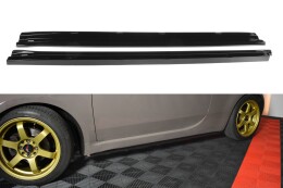 Seitenschweller Ansatz Cup Leisten für FIAT 500 HATCHBACK vor Facelift schwarz Hochglanz