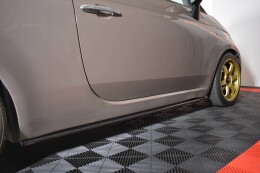 Seitenschweller Ansatz Cup Leisten passend für FIAT 500 HATCHBACK vor Facelift schwarz Hochglanz