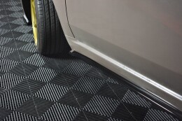 Seitenschweller Ansatz Cup Leisten passend für FIAT 500 HATCHBACK vor Facelift schwarz Hochglanz