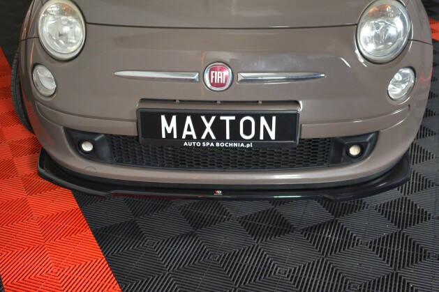 Cup Spoilerlippe Front Ansatz V.2 passend für FIAT 500 HATCHBACK vor Facelift schwarz Hochglanz