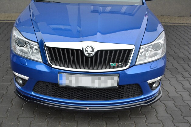 Street+ Spoilerlippe Front Ansatz V.2 passend für Skoda Octavia RS Mk2 FL schwarz Hochglanz