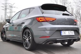 Street+ Heck Ansatz Diffusor V.1 passend für Seat Leon CUPRA Mk3 FL Hatchback schwarz Hochglanz