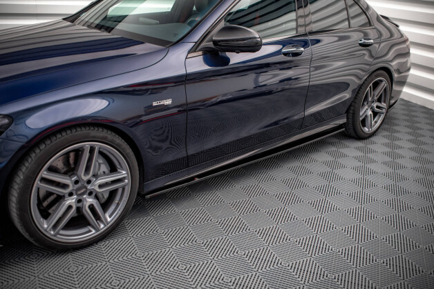 Seitenschweller Ansatz Cup Leisten passend für Mercedes-AMG C 43 / AMG-Line W205 schwarz Hochglanz