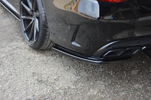 Heck Ansatz Flaps Diffusor passend für Mercedes-AMG C 43 Limousine W205 Facelift schwarz Hochglanz