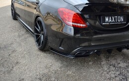 Heck Ansatz Flaps Diffusor passend für Mercedes-AMG C 43 Limousine W205 Facelift schwarz Hochglanz