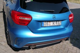 Mittlerer Cup Diffusor Heck Ansatz passend für Mercedes W176 AMG-LINE vor Facelift schwarz Hochglanz