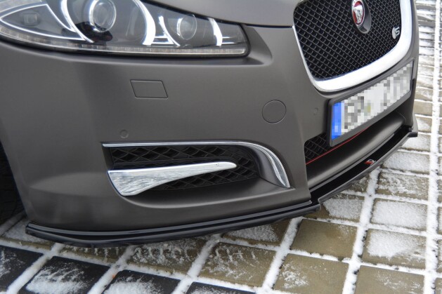 Street+ Spoilerlippe Front Ansatz passend für Jaguar XF (X250) MK1 SPORTBRAKE S-PACK schwarz Hochglanz