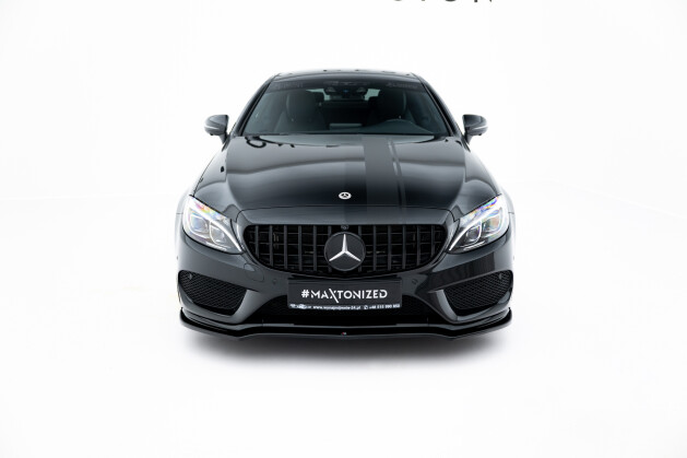 Cup Spoilerlippe Front Ansatz V.1 passend für MERCEDES- BENZ C-KLASSE W205 COUPE AMG-LINE schwarz Hochglanz