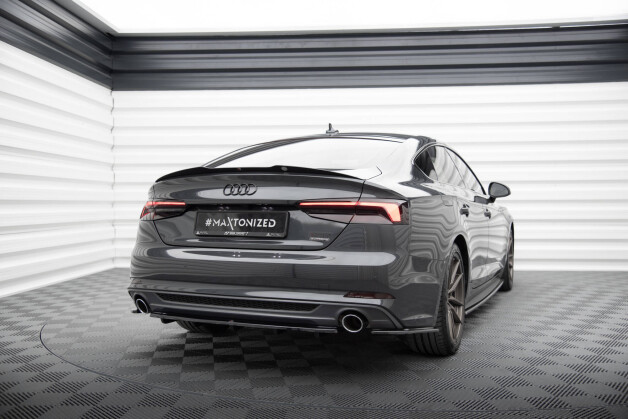 Heck Ansatz Flaps Diffusor passend für Audi A5 S-Line F5 Sportback schwarz Hochglanz