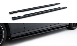 Seitenschweller Ansatz Cup Leisten für Mercedes-Benz C Coupe AMG-Line C205 schwarz Hochglanz