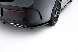 Heck Ansatz Flaps Diffusor passend für MERCEDES- BENZ C-KLASSE W205 COUPE AMG-LINE schwarz Hochglanz
