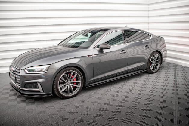Seitenschweller Ansatz Cup Leisten passend für Audi S5 / A5 S-Line F5 Sportback schwarz Hochglanz
