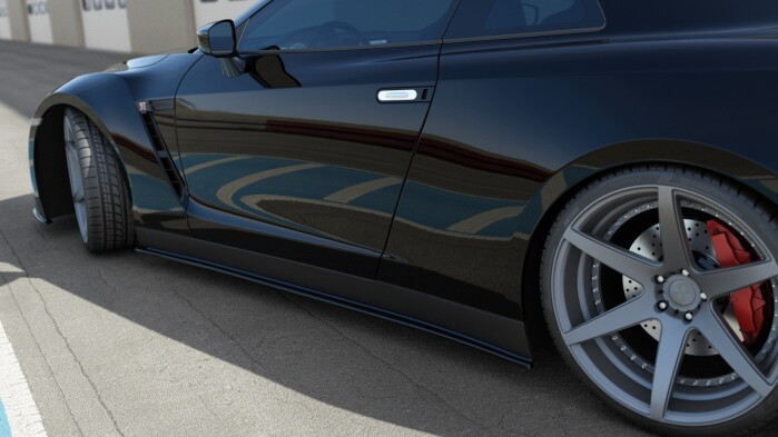 Seitenschweller Ansatz Cup Leisten passend für NISSAN GT-R vor Facelift COUPE (R35-SERIES) schwarz Hochglanz
