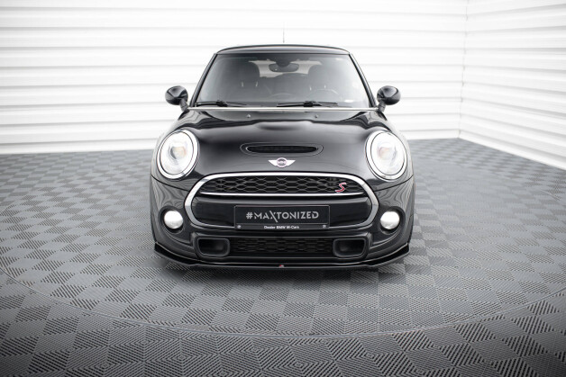 Cup Spoilerlippe Front Ansatz für Mini Cooper S F56 / F56 Facelift  schwarz Hochglanz