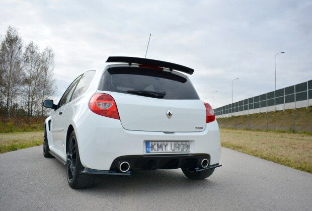 Heck Ansatz Flaps Diffusor passend für RENAULT CLIO MK3 RS FACELIFT schwarz Hochglanz