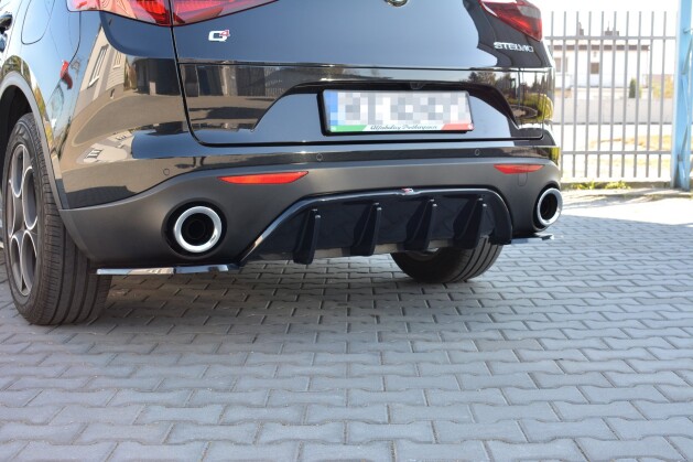 Heck Ansatz Diffusor passend für ALFA ROMEO STELVIO schwarz Hochglanz