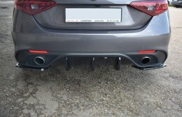 Heck Ansatz Flaps Diffusor passend für ALFA ROMEO GIULIA VELOCE schwarz Hochglanz