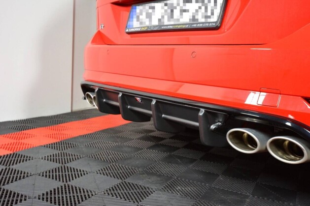 Street+ Heck Ansatz Diffusor passend für VW Golf R Variant Mk7 FL schwarz Hochglanz